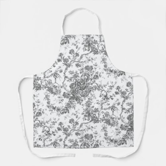 エレガントヴィンテージフランスの刻版フローラトイルグレー エプロン (正面)