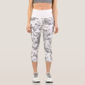 エレガントヴィンテージフランスの刻版フローラトイルグレー カプリレギンス (正面)