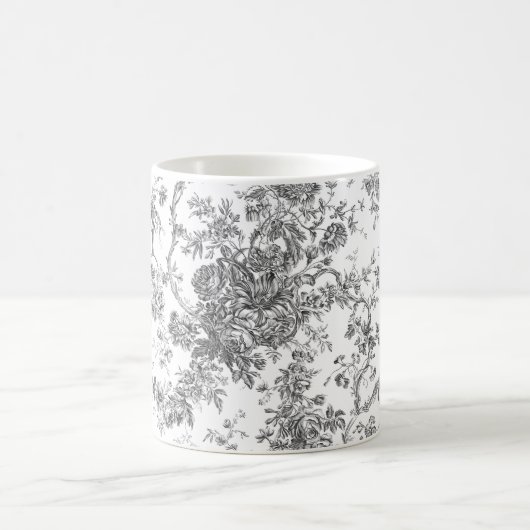 エレガントヴィンテージフランスの刻版フローラトイルグレー コーヒーマグカップ (中央)