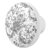 エレガントヴィンテージフランスの刻版フローラトイルグレー セラミックノブ (右)