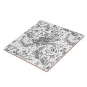 エレガントヴィンテージフランスの刻版フローラトイルグレー タイル (側面)