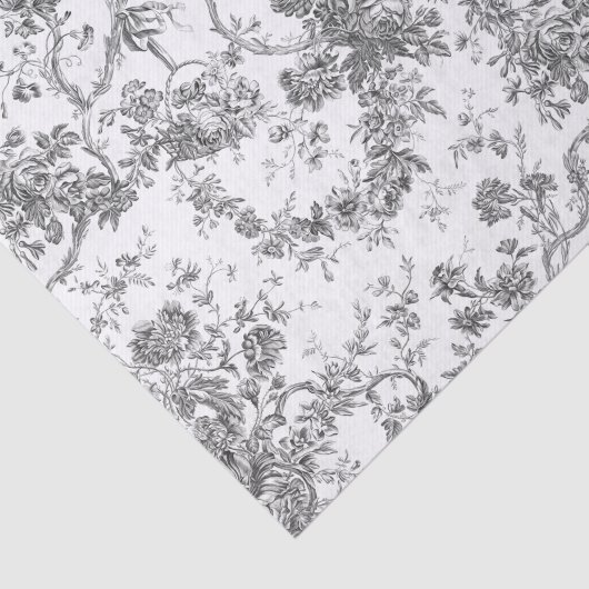 エレガントヴィンテージフランスの刻版フローラトイルグレー 薄葉紙 (詳細)