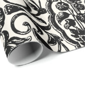 エレガントヴィンテージフランスの彫刻フローラトイルブラック ラッピングペーパー (ロールコーナー)
