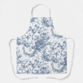 エレガントヴィンテージフランスの彫刻フローラトイルブルー エプロン (正面)