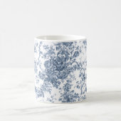 エレガントヴィンテージフランスの彫刻フローラトイルブルー コーヒーマグカップ (中央)