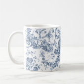 エレガントヴィンテージフランスの彫刻フローラトイルブルー コーヒーマグカップ (左)