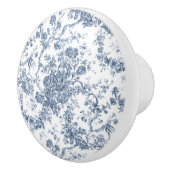 エレガントヴィンテージフランスの彫刻フローラトイルブルー セラミックノブ (右)