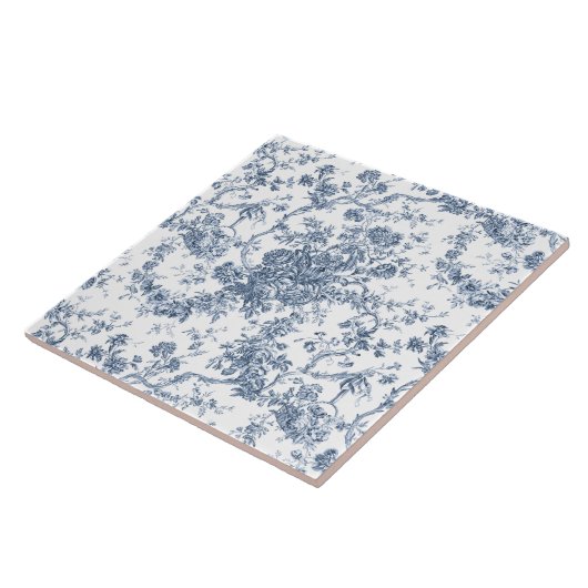 エレガントヴィンテージフランスの彫刻フローラトイルブルー タイル (側面)