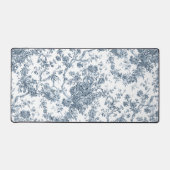 エレガントヴィンテージフランスの彫刻フローラトイルブルー デスクマット (正面)