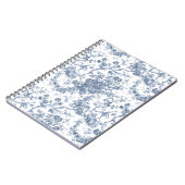 エレガントヴィンテージフランスの彫刻フローラトイルブルー ノートブック (左側)