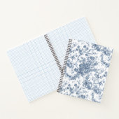 エレガントヴィンテージフランスの彫刻フローラトイルブルー ノートブック (内部)