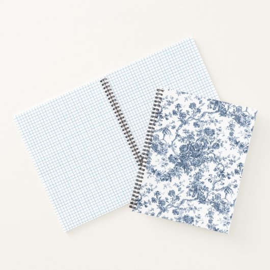 エレガントヴィンテージフランスの彫刻フローラトイルブルー ノートブック (内部)