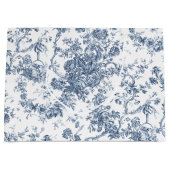 エレガントヴィンテージフランスの彫刻フローラトイルブルー ラージペーパーバッグ (正面)