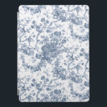 エレガントヴィンテージフランスの彫刻フローラトイルブルー iPad PROカバー<br><div class="desc">そして華美エレガントヴィンテージブルーとホワイトのトイル・ド・ジュイのパターンは、異国風の花やつる植物、葉がガーランドやバラのかごに絡み合っている。このパターンはスミソニアンフランスのコレクションの1910年の歴史的な繊維断片から適応された。パターンは高い解像度だが、並べて表示できない。</div>