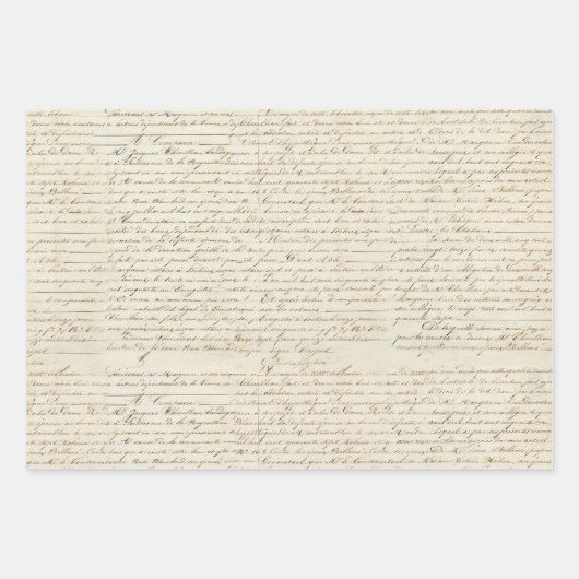 エレガントヴィンテージフランスの手書き文字スクリプト ラッピングペーパーシート (正面)