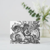 エレガントヴィンテージフランスの白黒トイル ポストカード (スタンド正面)