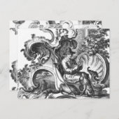 エレガントヴィンテージフランスの白黒トイル ポストカード (正面/裏面)