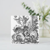 エレガントヴィンテージフランスの白黒トイル 招待状 (スタンド正面)