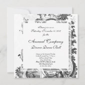 エレガントヴィンテージフランスの白黒トイル 招待状 (裏面)