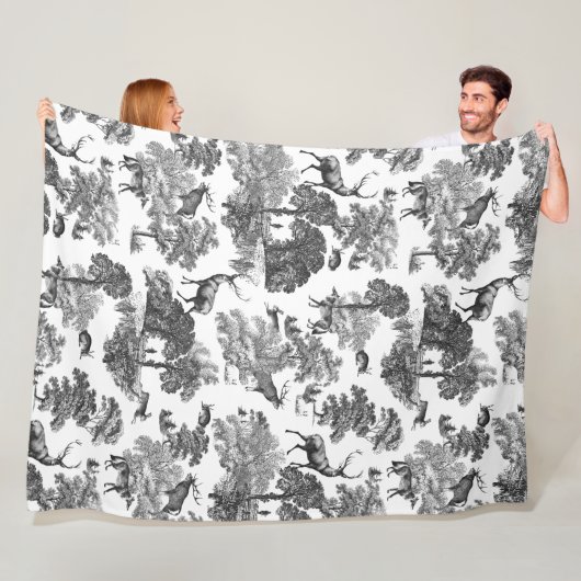 エレガントヴィンテージフランスの白黒 フリースブランケット (インサイチュ)