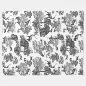 エレガントヴィンテージフランスの白黒 フリースブランケット (正面(横))