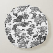 エレガントヴィンテージフランスの白黒 ラウンドクッション (裏面)