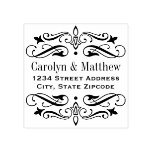 エレガントヴィンテージフラ結婚リッシュ差出人住所 ラバースタンプ