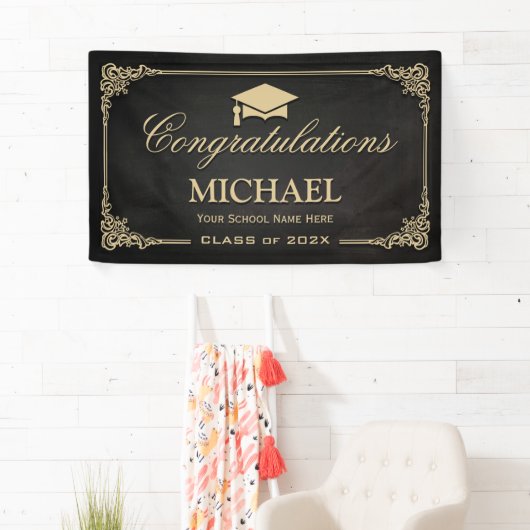 エレガントヴィンテージフレーム卒業パーティー 横断幕 (インサイチュ)