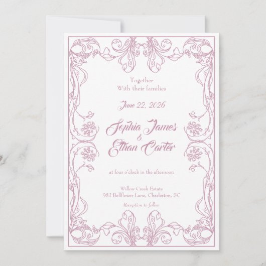 エレガントヴィンテージフレーム結婚式招待状 招待状 (正面)