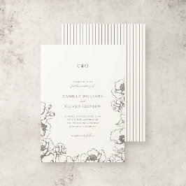 エレガントヴィンテージフローライニシャル庭園の結婚式 招待状
