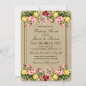 エレガントヴィンテージフローラウェディングシャワー招待状 招待状 (正面)