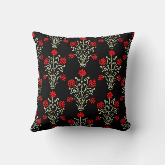 エレガントヴィンテージフローラエッチングレッド金ゴールド枕 クッション (裏面)