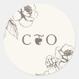 エレガントヴィンテージフローラガーデンイニシャル結婚ズ ラウンドシール