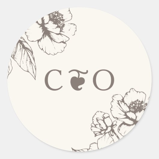 エレガントヴィンテージフローラガーデンイニシャル結婚ズ ラウンドシール (正面)