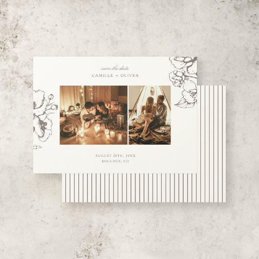 エレガントヴィンテージフローラガーデン結婚フォト セーブザデート