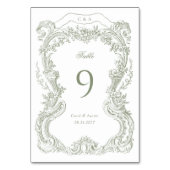 エレガントヴィンテージフローラグリーントワ結婚ーズ テーブルナンバー (裏面)