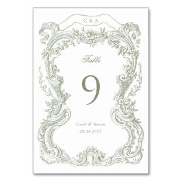 エレガントヴィンテージフローラグリーントワ結婚ーズ テーブルナンバー