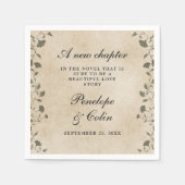 エレガントヴィンテージフローラシック図書室結婚の スタンダードカクテルナプキン (正面)