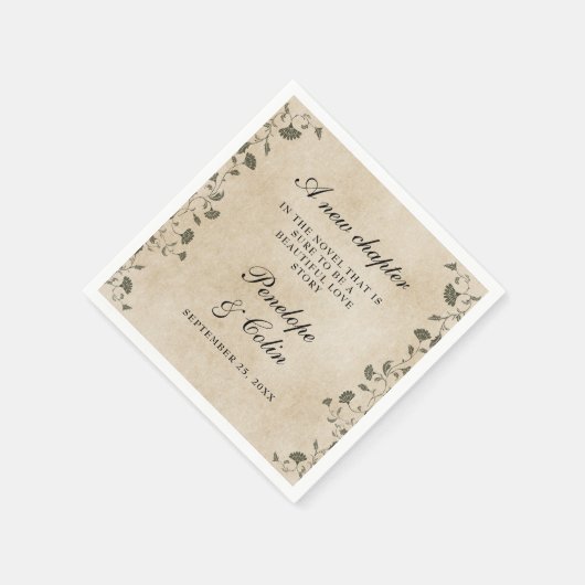 エレガントヴィンテージフローラシック図書室結婚の スタンダードカクテルナプキン (角)
