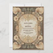 エレガントヴィンテージフローラセージとアイボリー結婚ズ 招待状 (正面)
