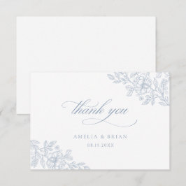 エレガントヴィンテージフローラダスティブルースクリ結婚プト サンキューカード
