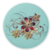 エレガントヴィンテージフローラティール（緑がかった色） セラミックノブ (正面)