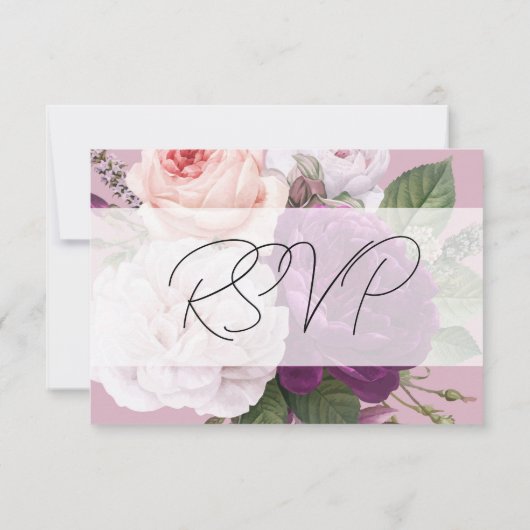 エレガントヴィンテージフローラディナー結婚チョイス 出欠カード (裏面)