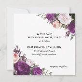 エレガントヴィンテージフローラバラとダスティー・マウヴ結婚ズ 招待状 (裏面)