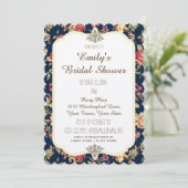 エレガントヴィンテージフローラバラブルーブライダルシャワー 招待状 (スタンド正面)