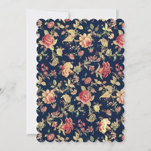 エレガントヴィンテージフローラバラブルーブライダルシャワー 招待状 (裏面)