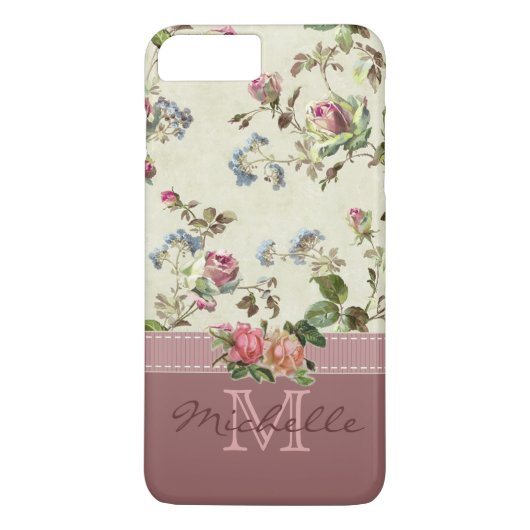 エレガントヴィンテージフローラバラモノグラム名 Case-Mate iPhoneケース (裏面)