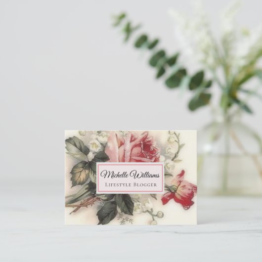 エレガントヴィンテージフローラバラ花 名刺 (スタンド正面)