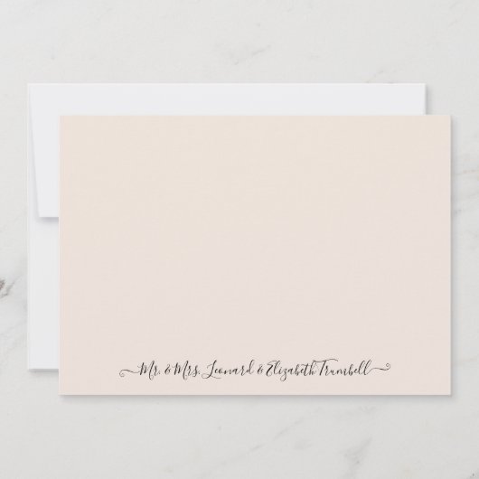 エレガントヴィンテージフローラピンクローズスクリプトありがとう サンキューカード (裏面)