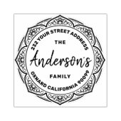 エレガントヴィンテージフローラフレームカスタムファミリ名 ラバースタンプ (インプリント)